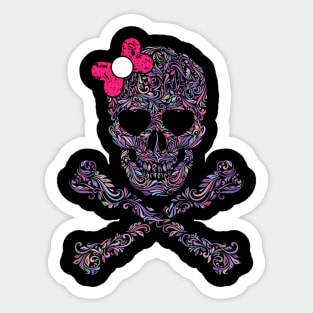 CUTE SKULL PINK BOW Sticker